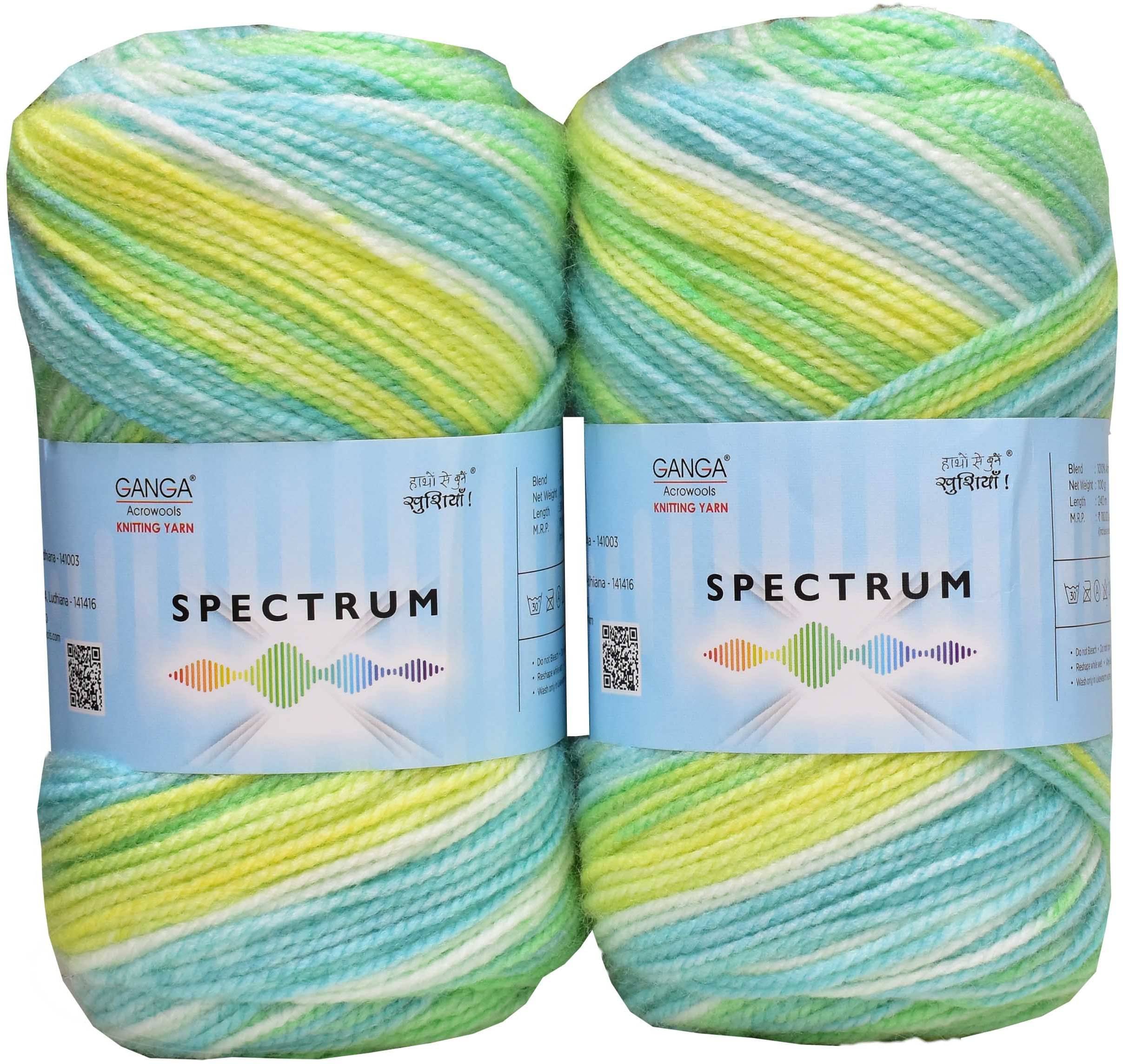     			Ganga Spectrum M_G Multi Apple green (200 gm)  Wool Ball Hand knitting wool