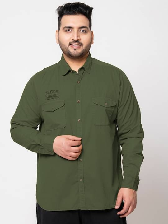 IVOC Plus Plus Size Solid Pure Cotton Casual Shirt IVOC Plus Plus Size Solid Pure Cotton Casual Shirt