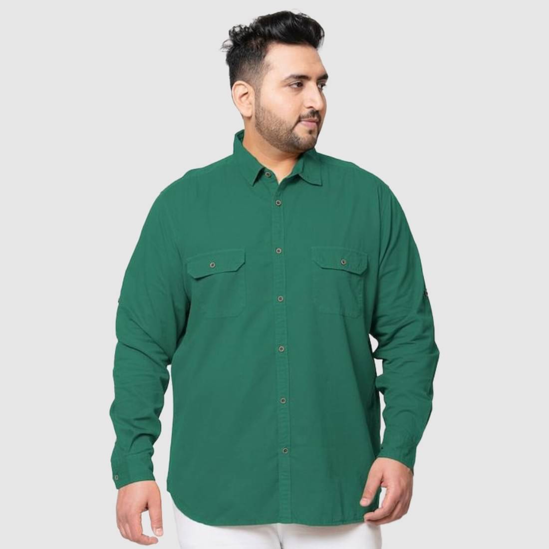 IVOC Plus Plus Size Solid Pure Cotton Casual Shirt IVOC Plus Plus Size Solid Pure Cotton Casual Shirt