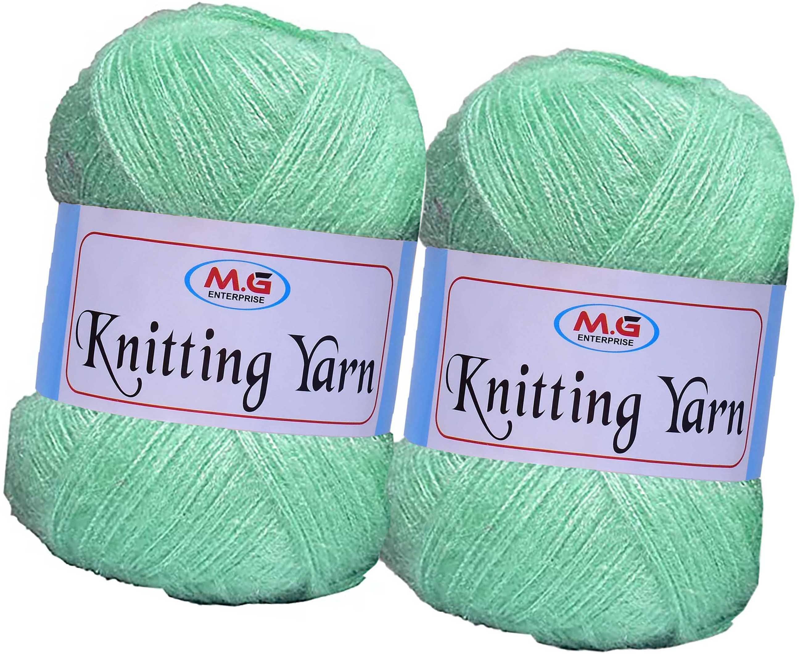     			Knitting Wool Yarn, Soft Fancy Feather Wool  Apple Green 400 gm- Art-HFA