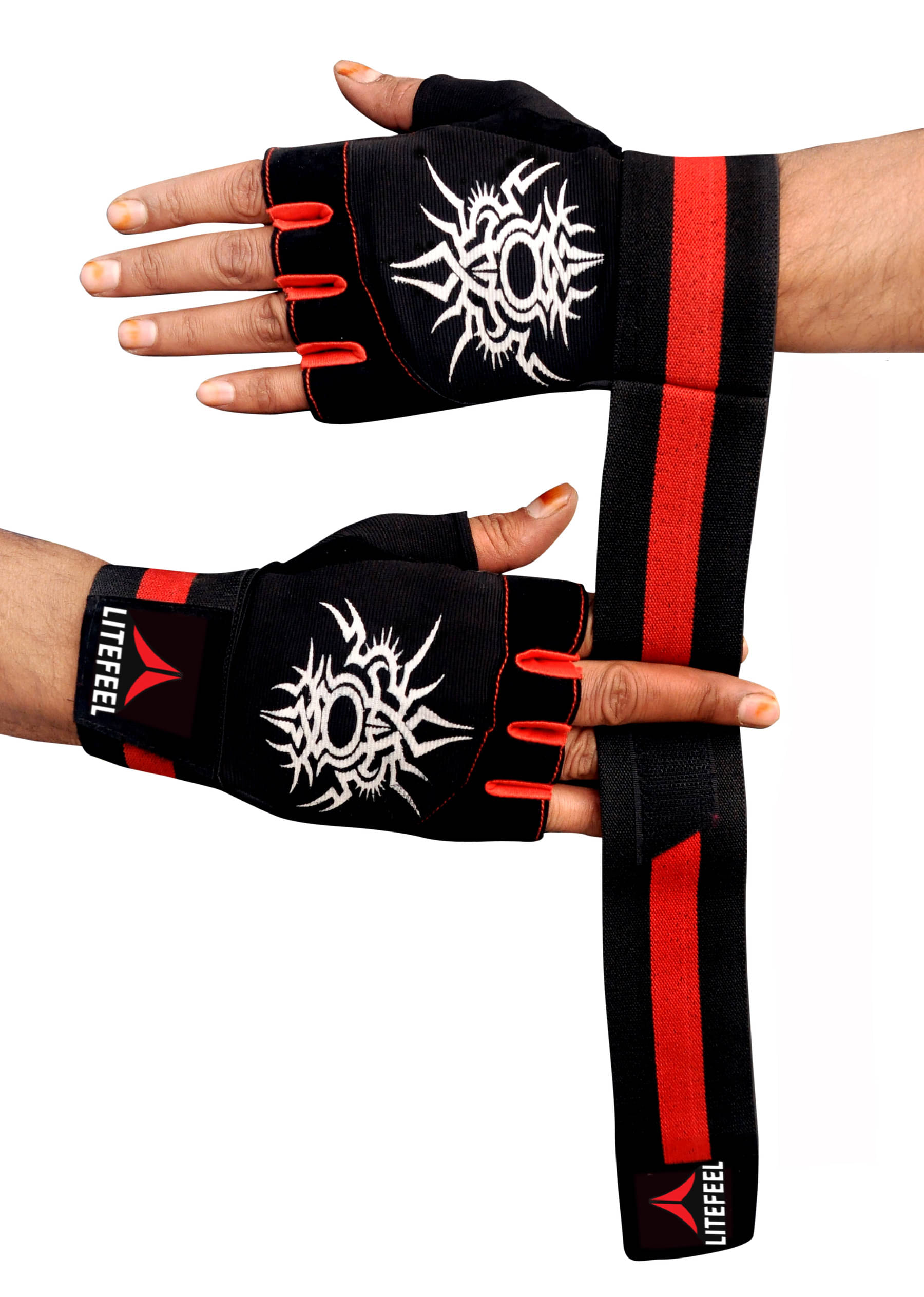 LITE FEEL Trendy Exercise Unisex Polyester Gym Gloves For Advanced Fitness Training and Workout With Half-Finger Length LITE FEEL Trendy Exercise Unisex Polyester Gym Gloves For Advanced Fitness Training and Workout With Half-Finger Length