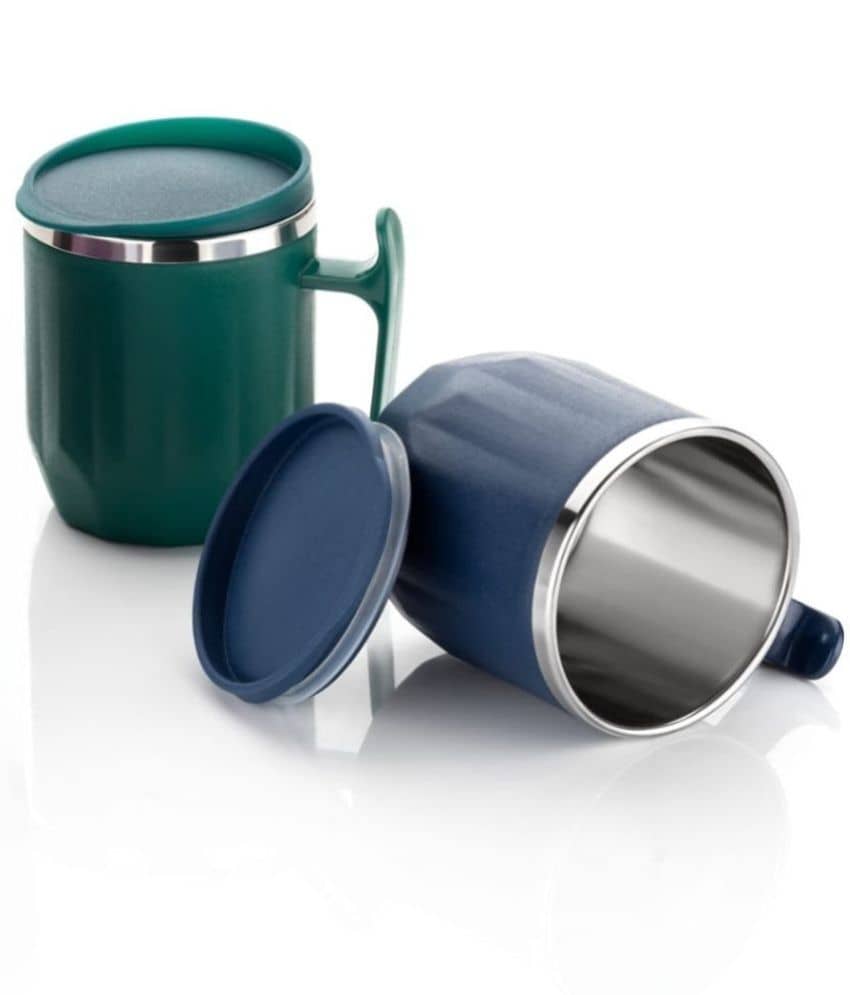 MAGICSPOON Multicolor Steel Coffee Mug ( Pack of 2 )