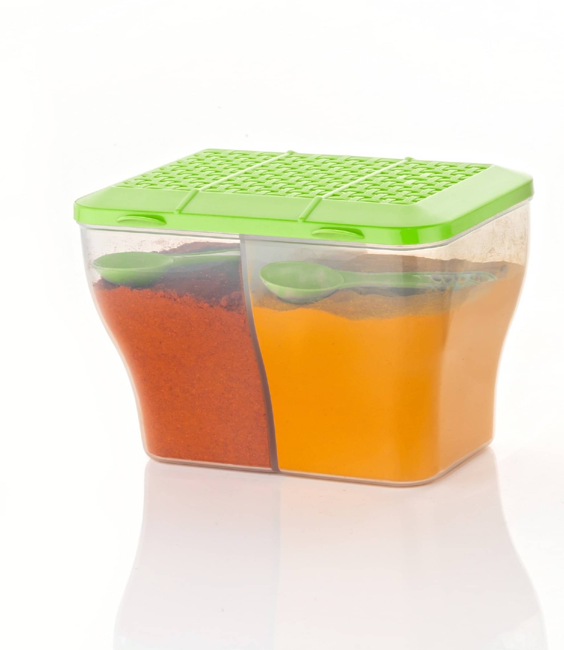     			MAGICSPOON 2 Section Container Plastic Green Multi-Purpose Container ( Set of 1 )
