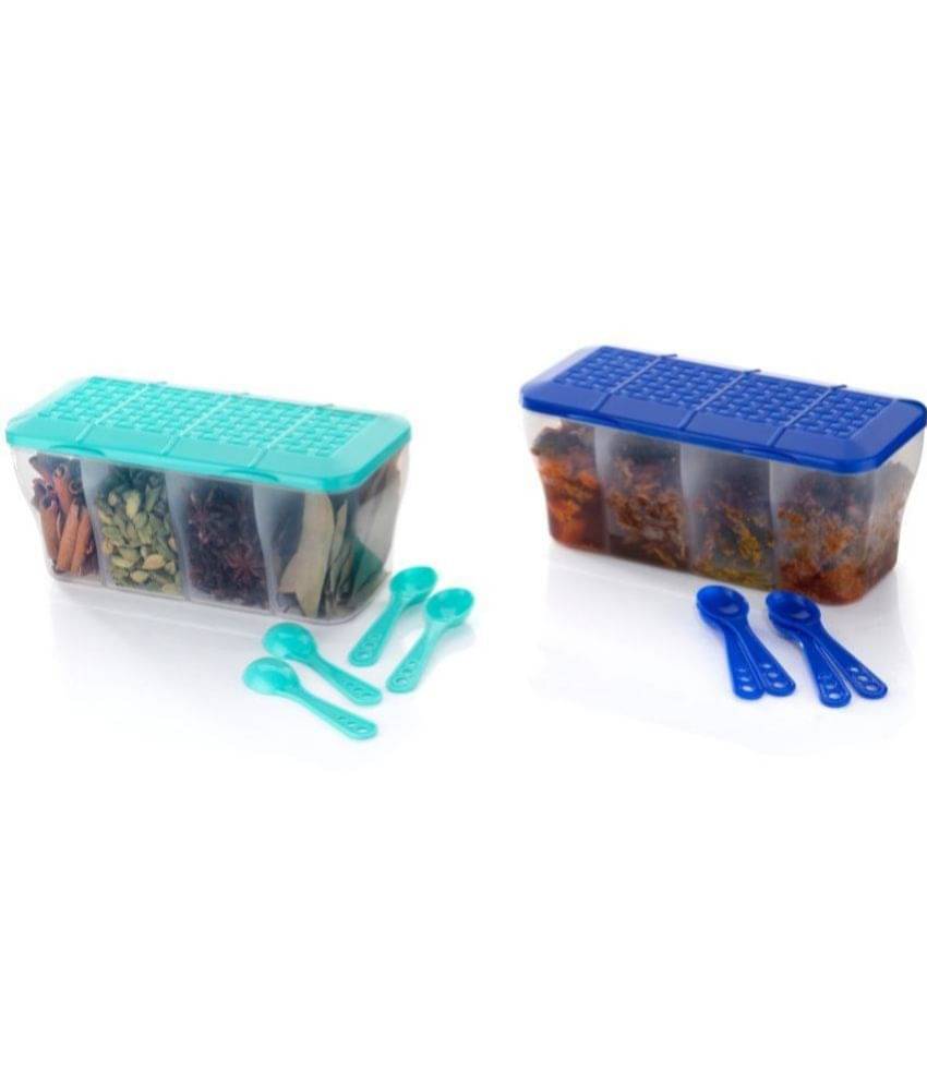     			MAGICSPOON 4 Section Container Plastic Multicolor Multi-Purpose Container ( Set of 2 )