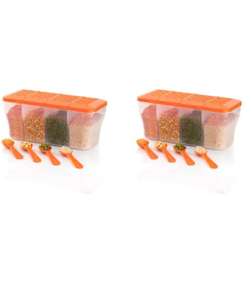     			MAGICSPOON Plastic Orange Multi-Purpose Container ( Set of 2 )