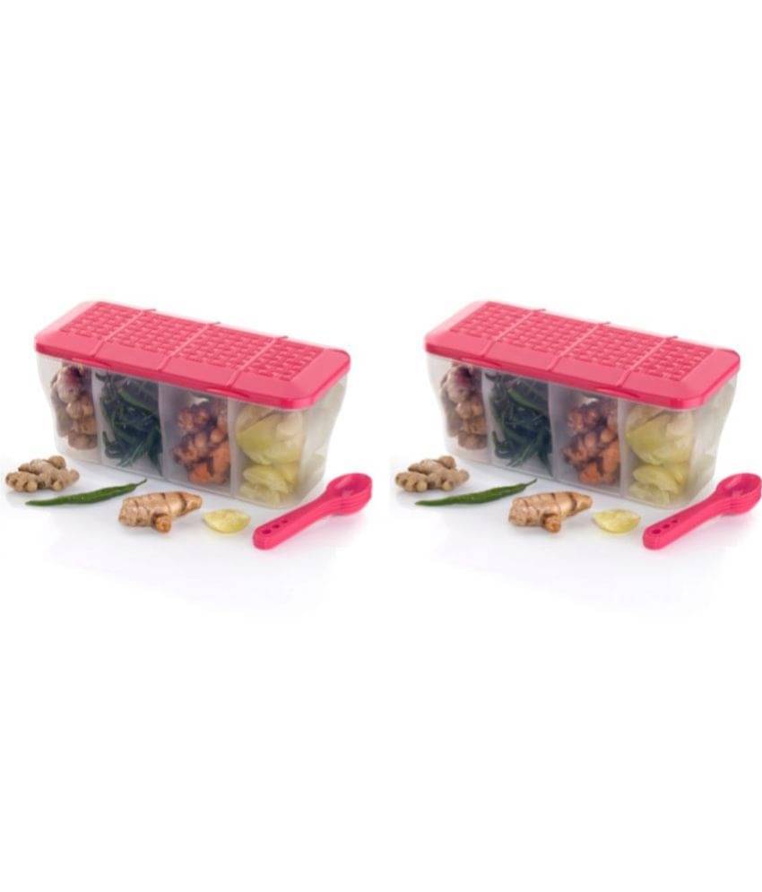     			MAGICSPOON Plastic Pink Multi-Purpose Container ( Set of 2 )
