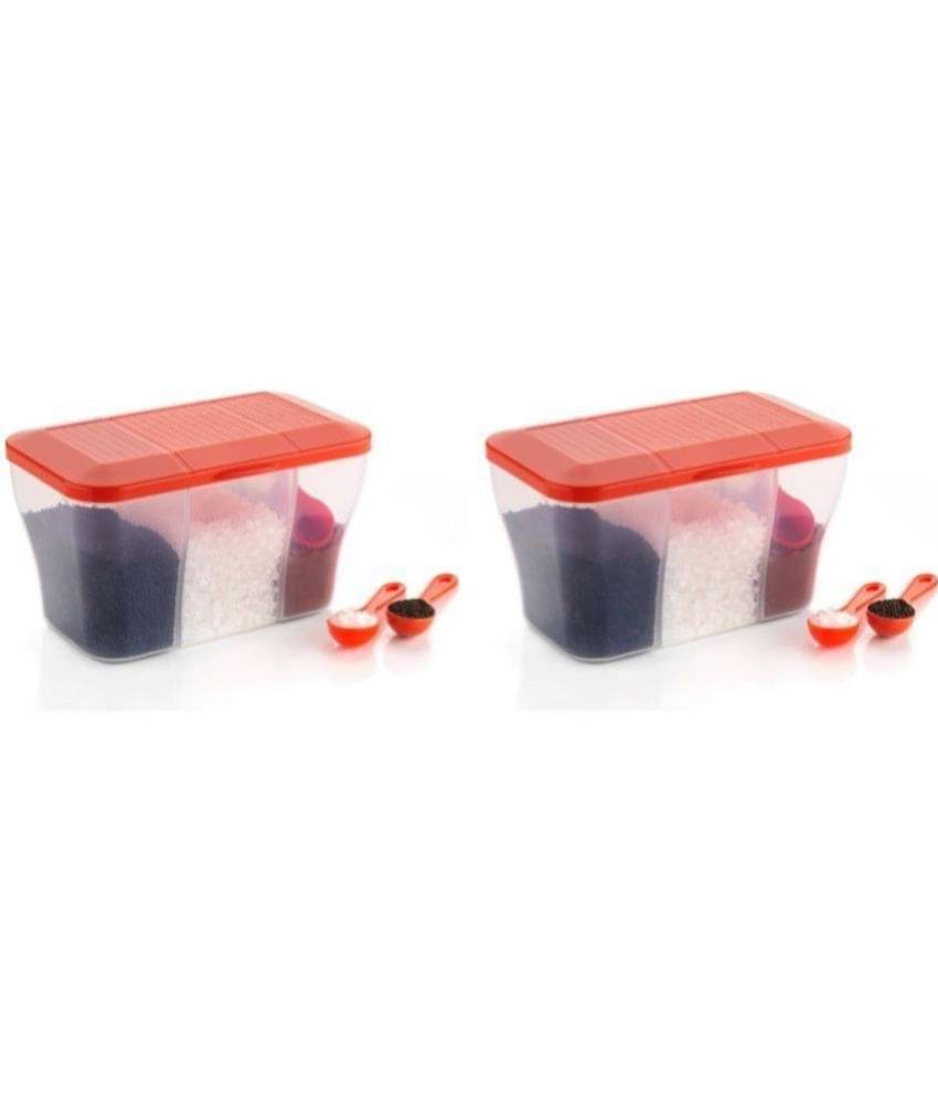     			MAGICSPOON Plastic Red Multi-Purpose Container ( Set of 2 )