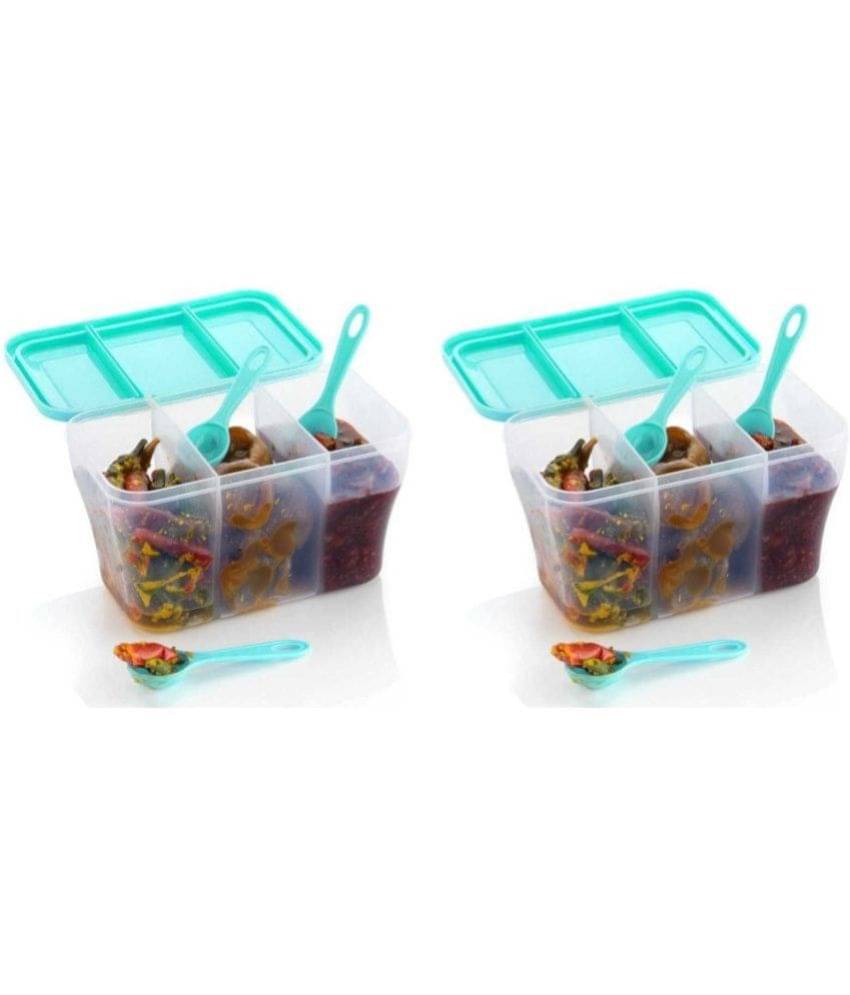     			MAGICSPOON Plastic Turquoise Multi-Purpose Container ( Set of 2 )