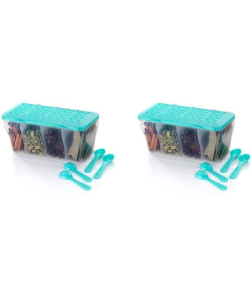     			MAGICSPOON Plastic Turquoise Multi-Purpose Container ( Set of 2 )