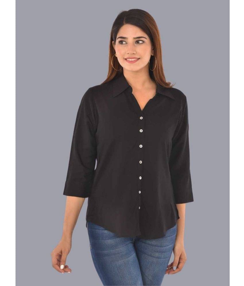 QuaClo Women Solid Rayon Shirt ( Black )     			QuaClo Women Solid Rayon Shirt ( Black )