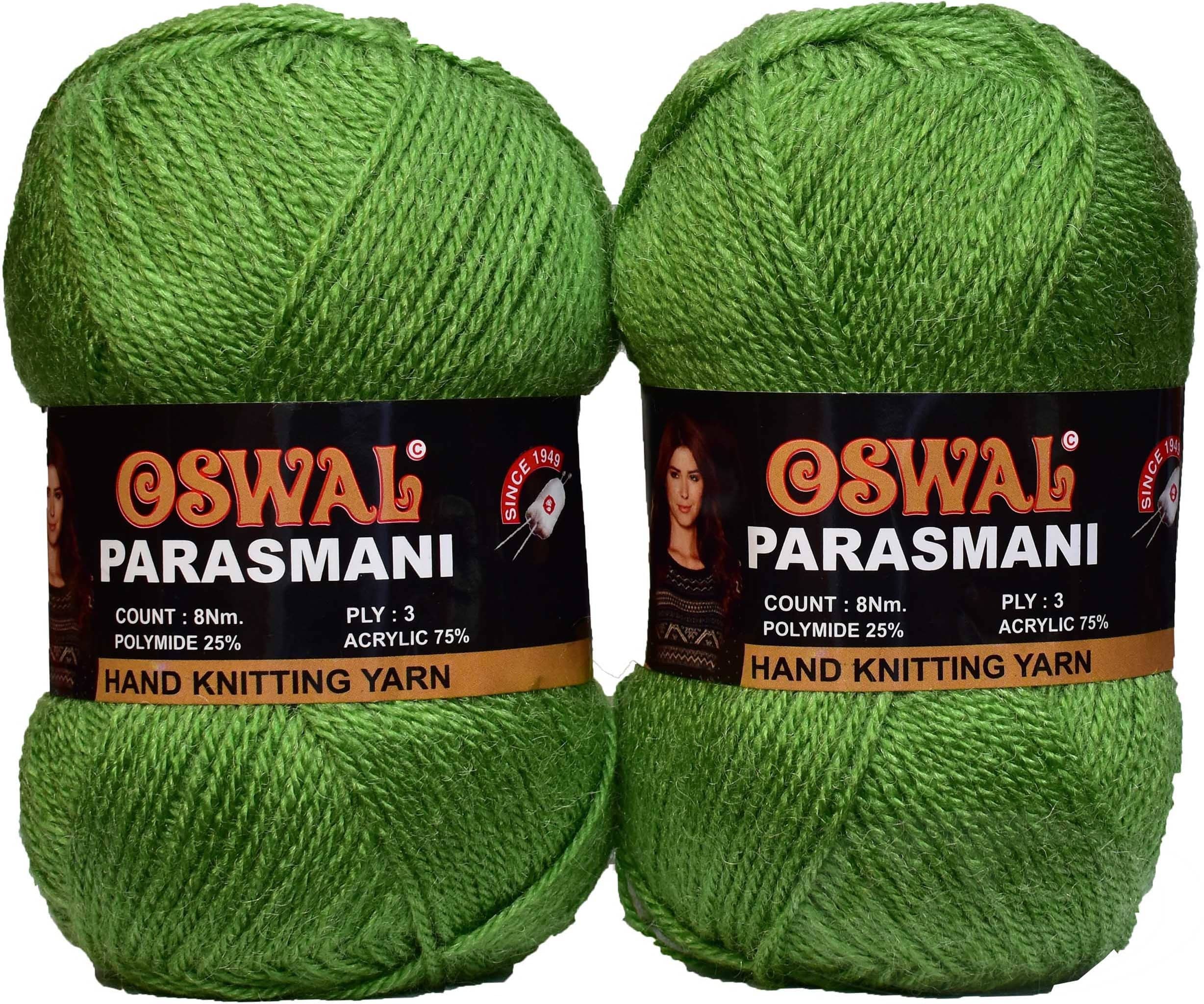 Represents Oswal 3 Ply Knitting  Yarn Wool,  Light Green 200 gm Art-EHC