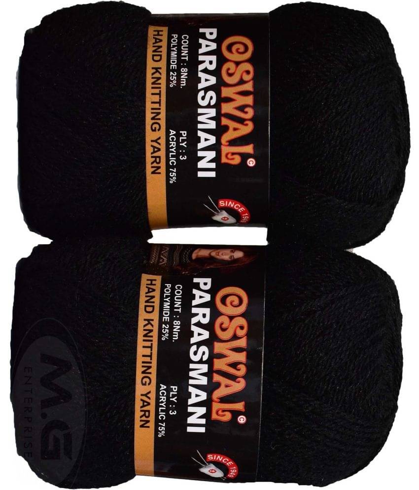     			Represents Oswal 3 Ply Knitting  Yarn Wool,  Black 300 gm Art-EGI