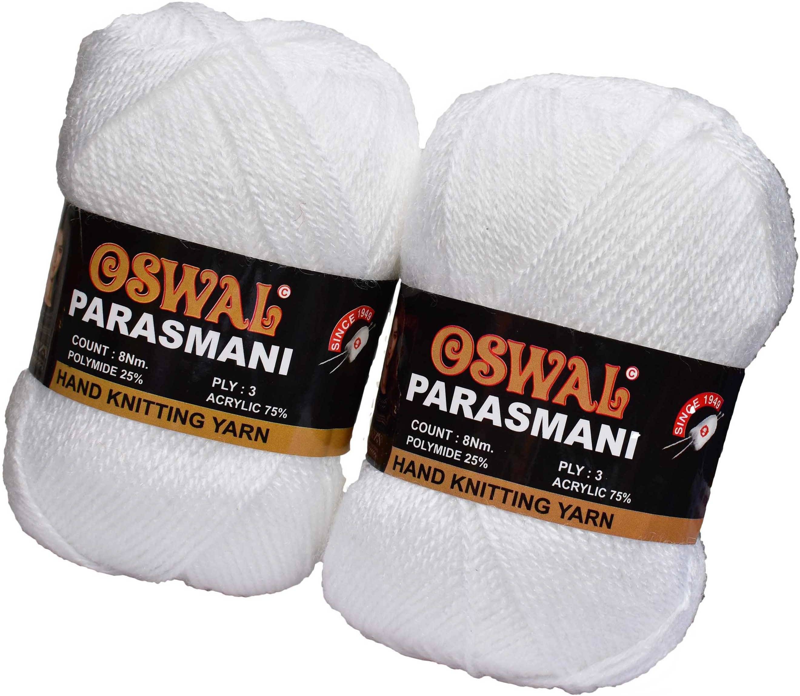     			Represents Oswal 3 Ply Knitting  Yarn Wool,  White 400 gm Art-EGG