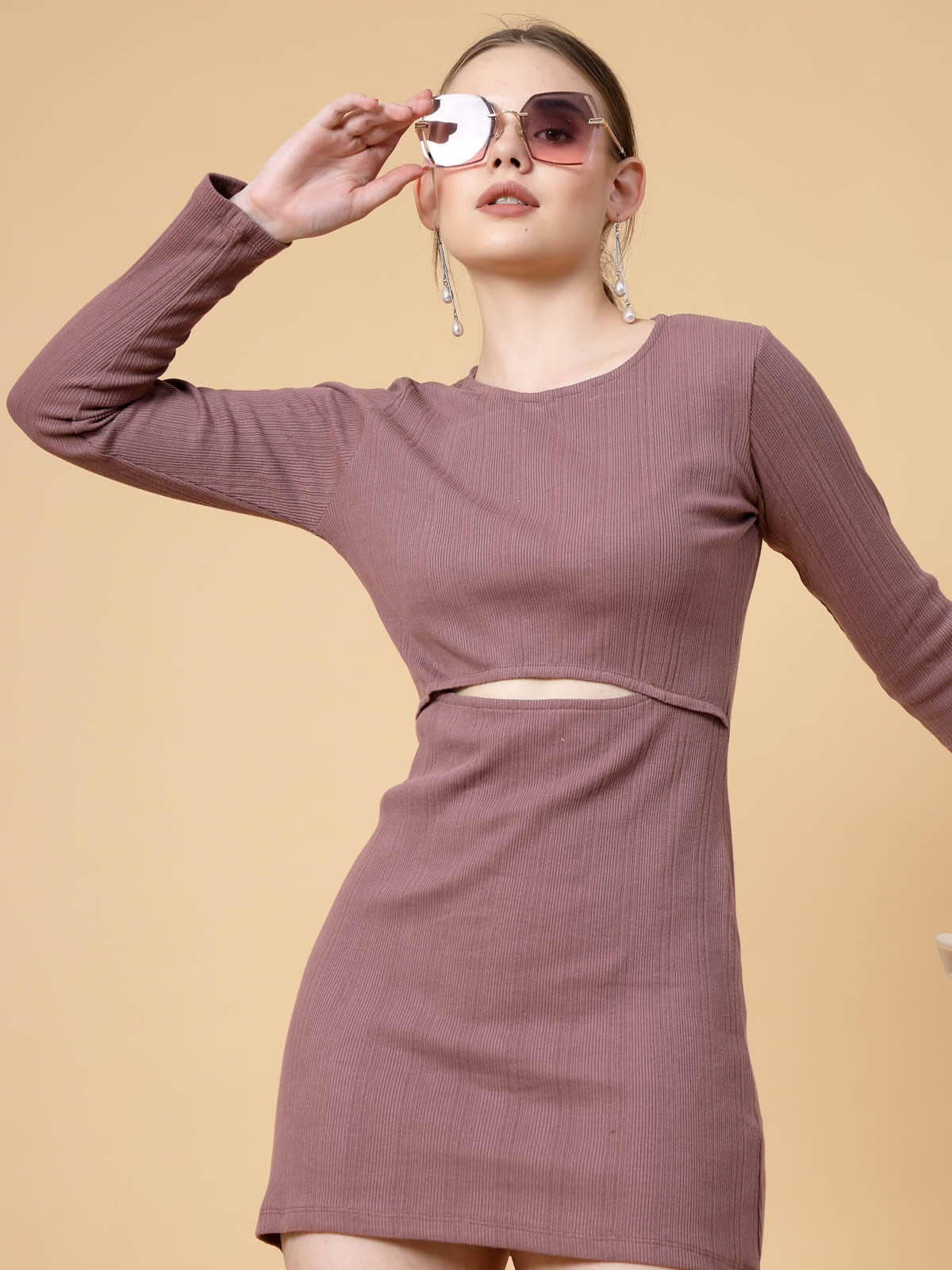 Rigo Women Cotton Solid Bodycon Dress ( Purple ) Rigo Women Cotton Solid Bodycon Dress ( Purple )