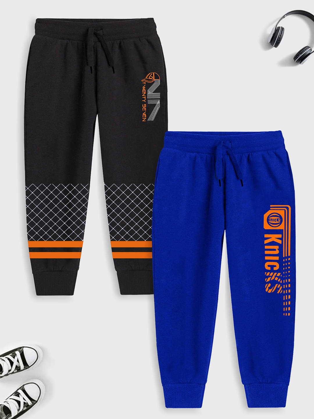Trampoline Pack of 2 Boys Cotton Blend Trackpant ( Multicolor 3 ) Trampoline Pack of 2 Boys Cotton Blend Trackpant ( Multicolor 3 )