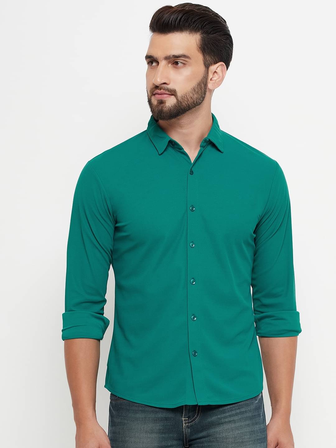 renuovo Cotton Blend Regular Fit Solids Full Sleeves Men's Casual Shirt - Green ( Pack of 1 ) renuovo Cotton Blend Regular Fit Solids Full Sleeves Men's Casual Shirt - Green ( Pack of 1 )