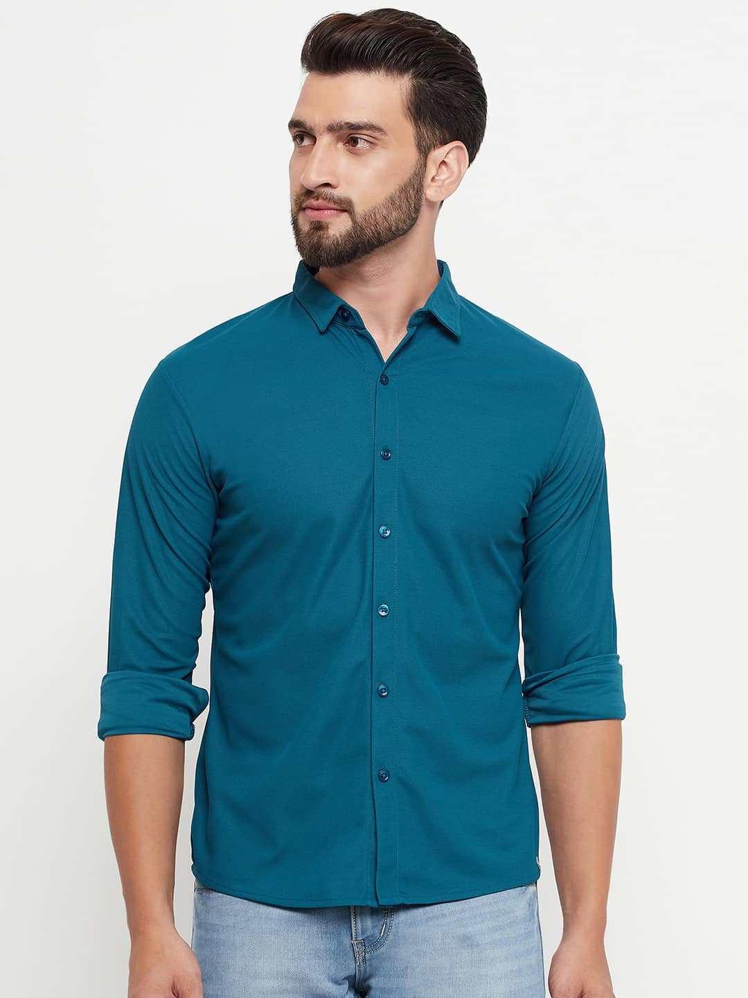 renuovo Cotton Blend Regular Fit Solids Full Sleeves Men's Casual Shirt - Navy Blue ( Pack of 1 )