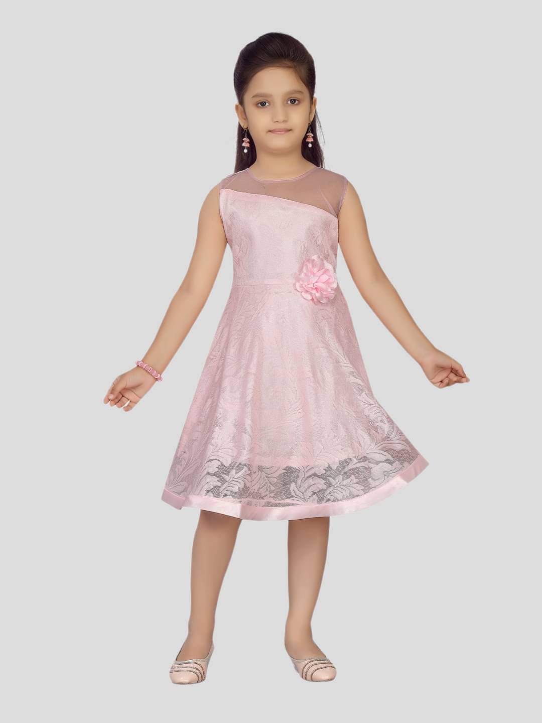 Aarika Net Fit And Flare Dress For Girls ( Pack of 1 , Pink ) Aarika Net Fit And Flare Dress For Girls ( Pack of 1 , Pink )