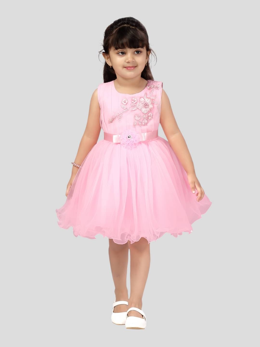     			Aarika Net Fit And Flare Dress For Girls ( Pack of 1 , Pink )