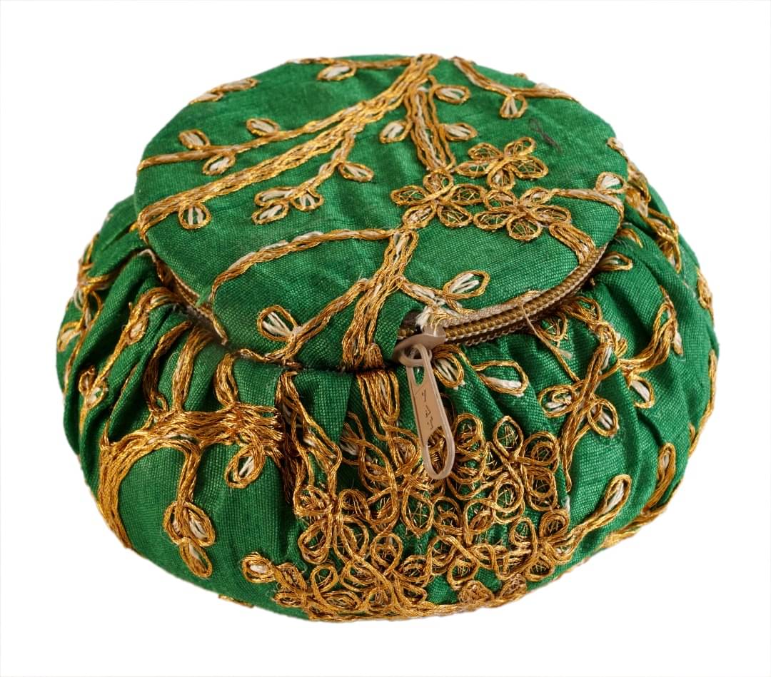     			Apratim Green Fabric Potli