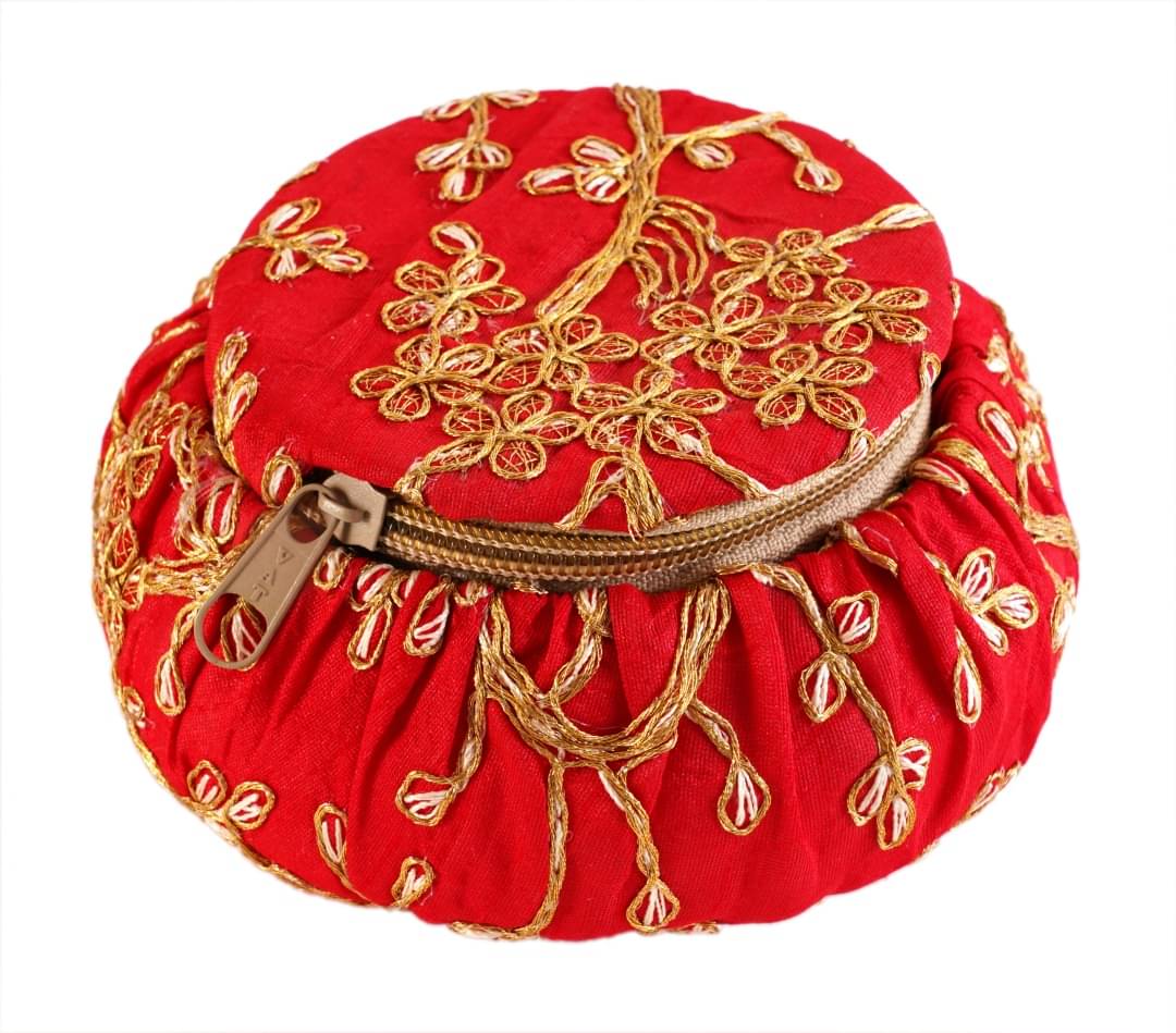     			Apratim Red Fabric Potli