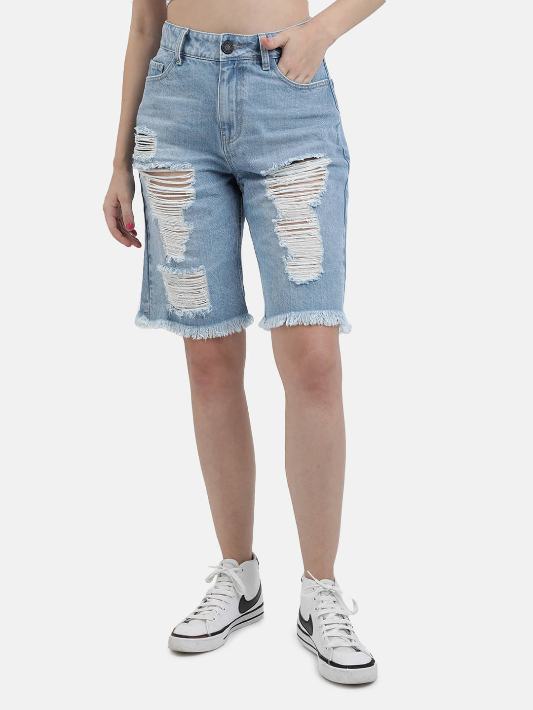     			Bene Kleed Women Slim Fit High-Rise Denim Shorts