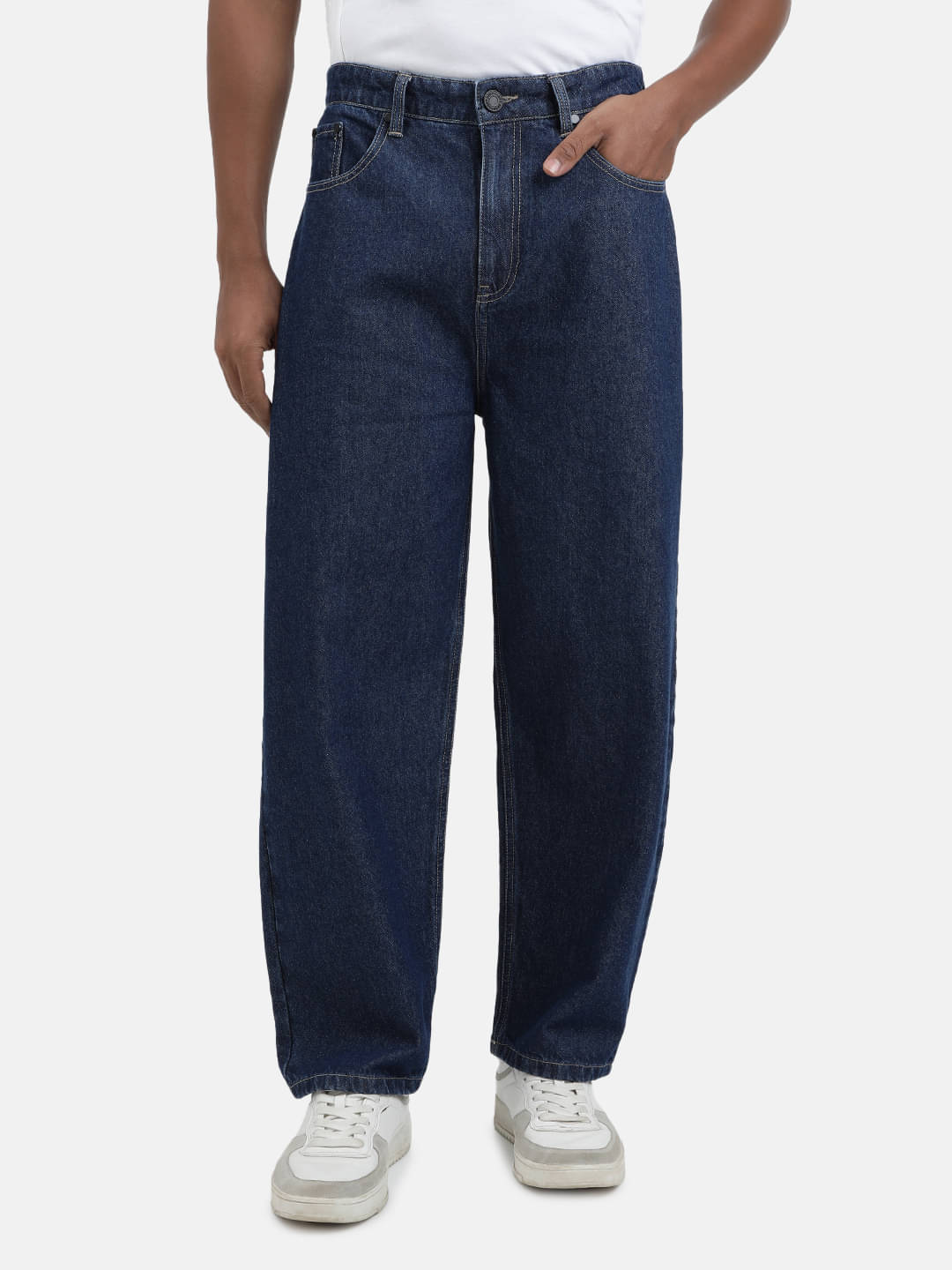 Bene Kleed Men Baggy Fit Mid-Rise Dark Shade Pure Cotton Clean Look Jeans Bene Kleed Men Baggy Fit Mid-Rise Dark Shade Pure Cotton Clean Look Jeans
