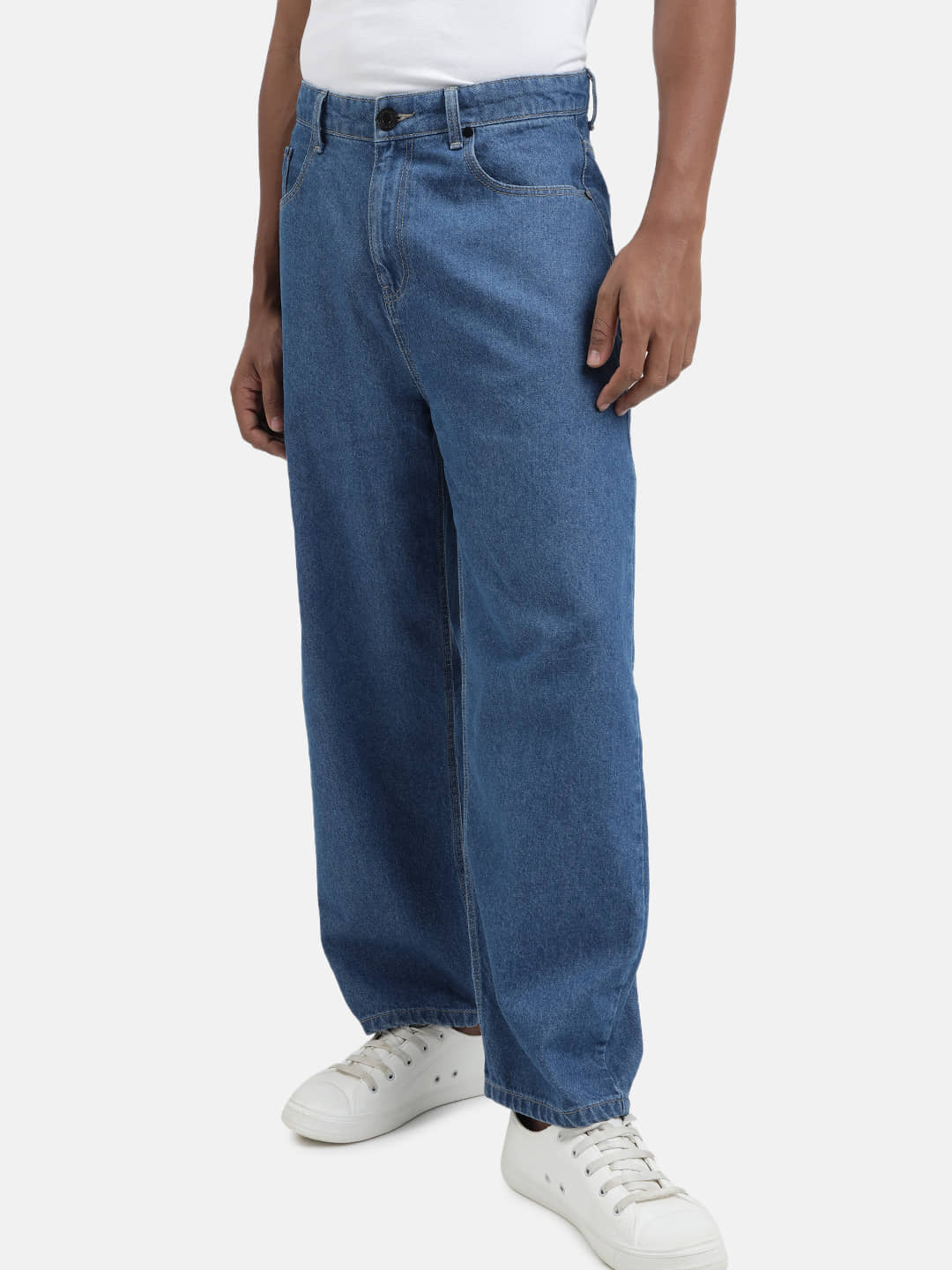 Bene Kleed Men Baggy Fit Mid-Rise Dark Shade Pure Cotton Clean Look Jeans - Jeans | Buy online on ZillyBuy