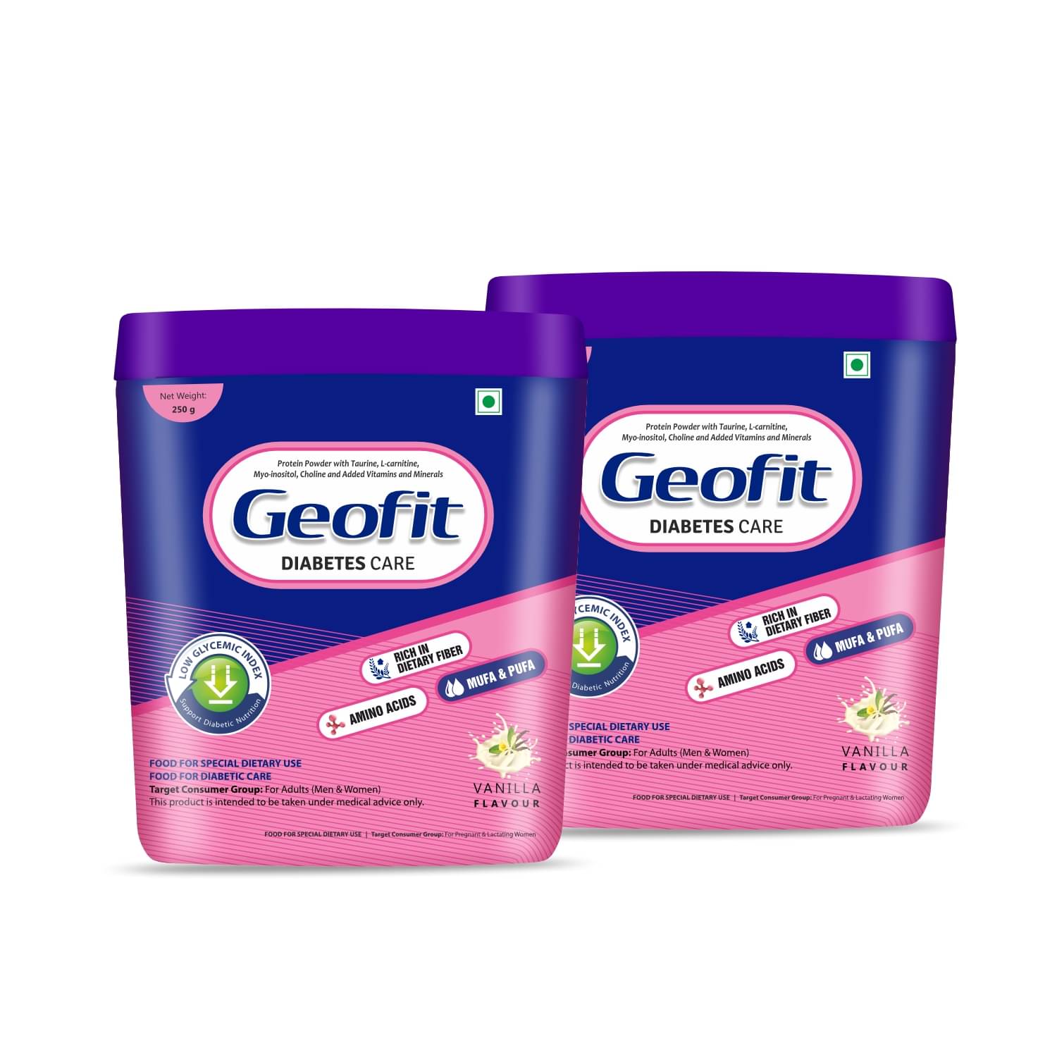     			GEOFIT Diabetes Care Protein Powder - full of dietary fiber & amino acids, 250g Each (Pack of 2)