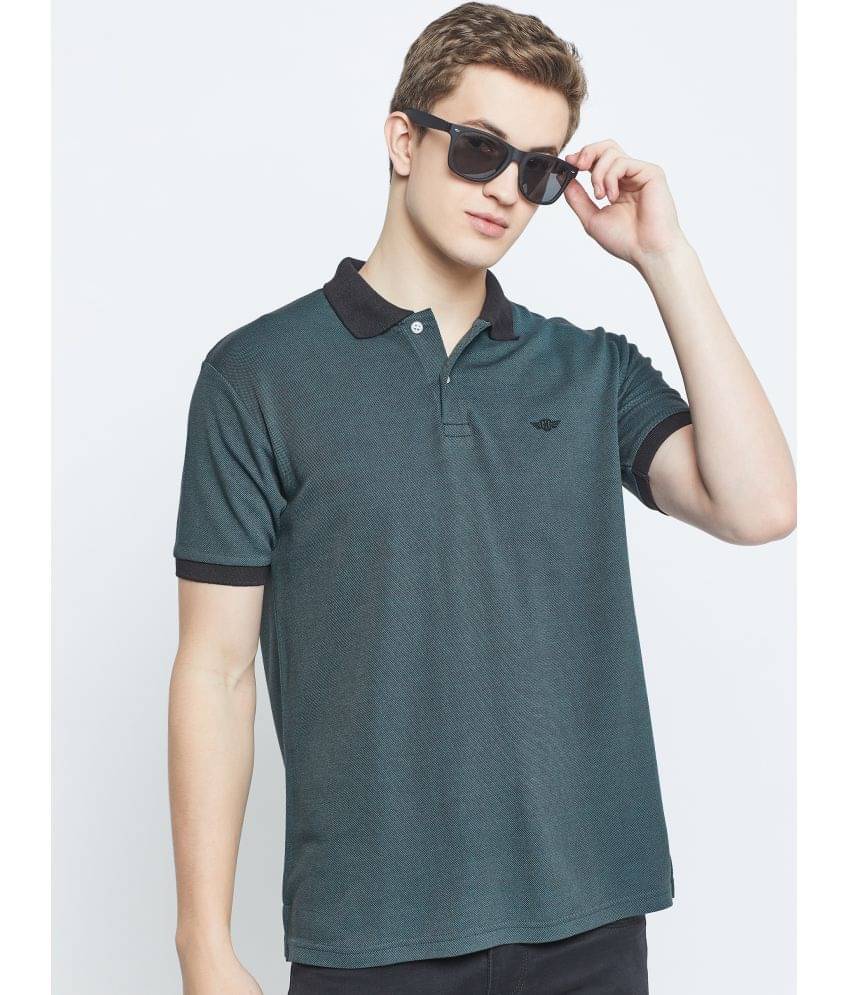     			GET GOLF Pack of 1 Cotton Blend Regular Fit Self Design Half Sleeves Men's Polo T Shirt ( Olive Green )