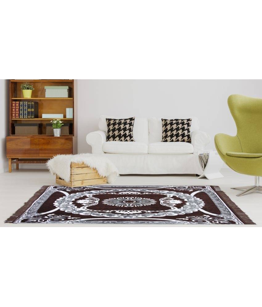     			Aazeem Brown Velvet Dhurrie Carpet Abstract 3x5 Ft