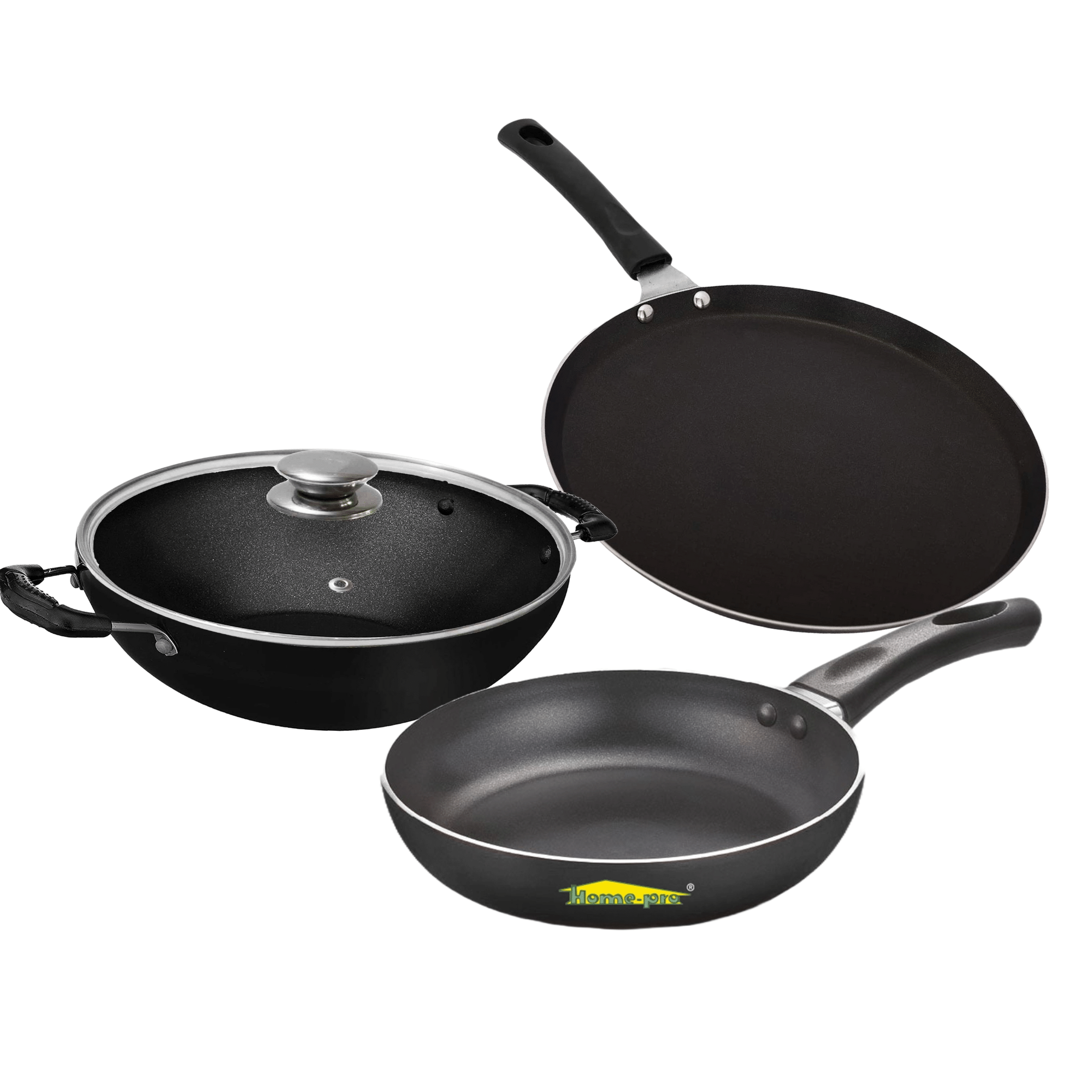     			HomePro Black Aluminium Non-Stick Gift Set ( Set of 4 )