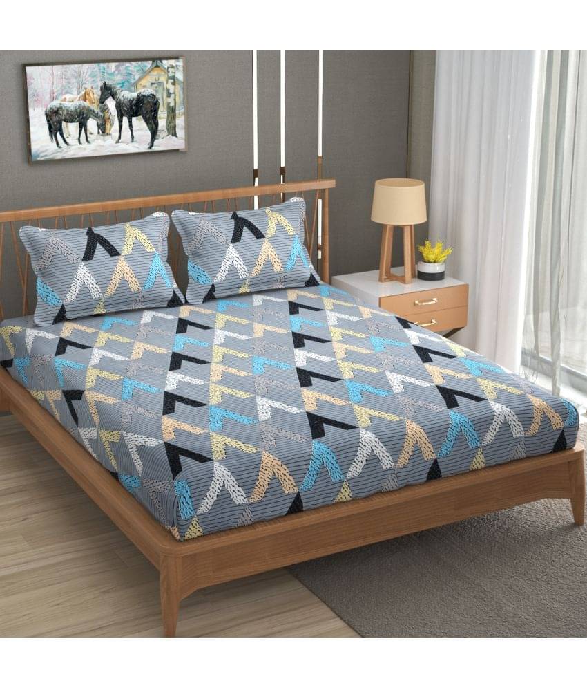     			Homefab India Microfiber Double Bedsheet ( Grey )