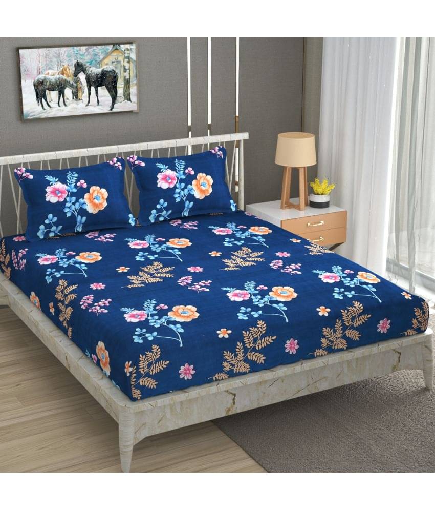     			Homefab India Microfiber Double Bedsheet ( Blue )
