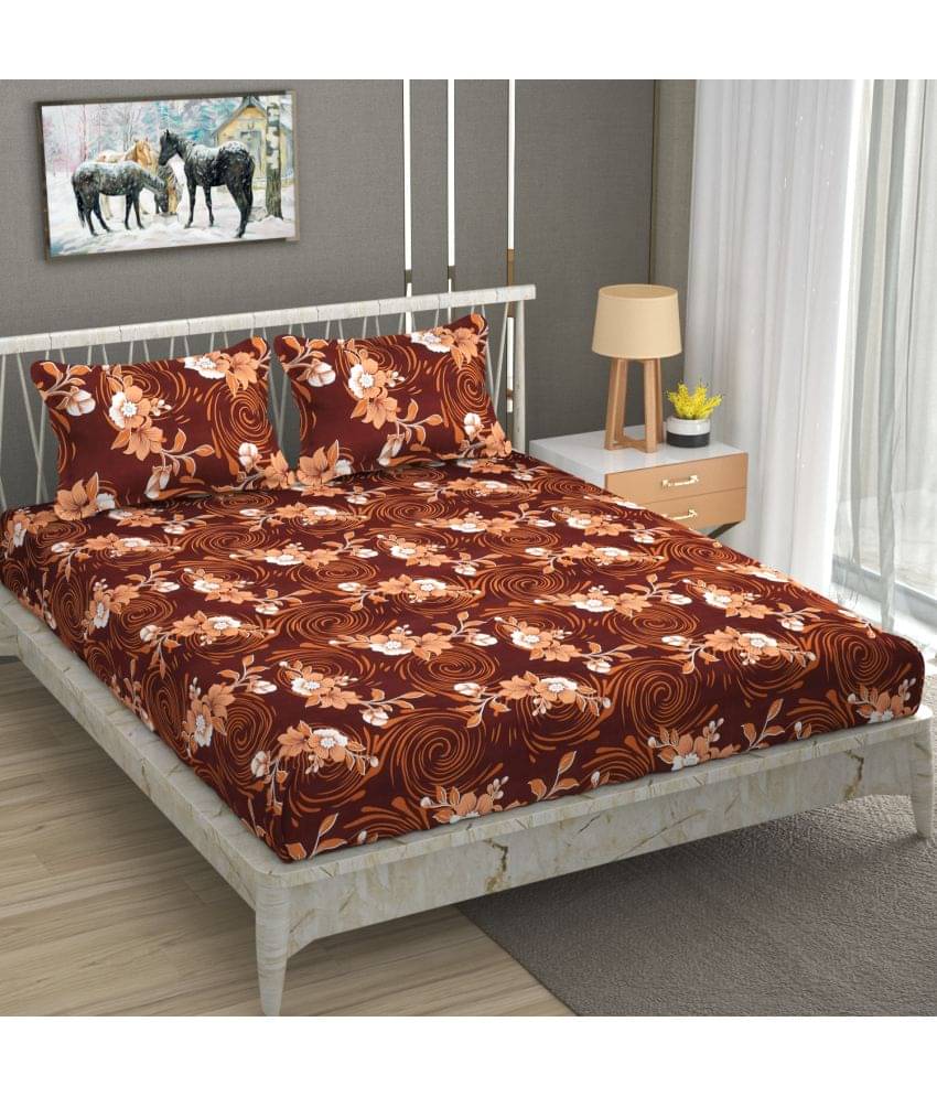     			Homefab India Microfiber Double Bedsheet ( Brown )