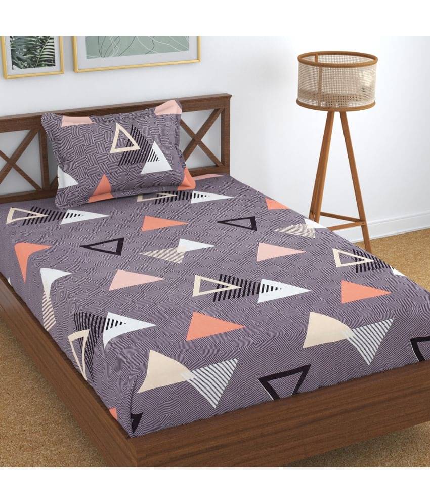     			Homefab India Microfiber Single Bedsheet ( Purple )