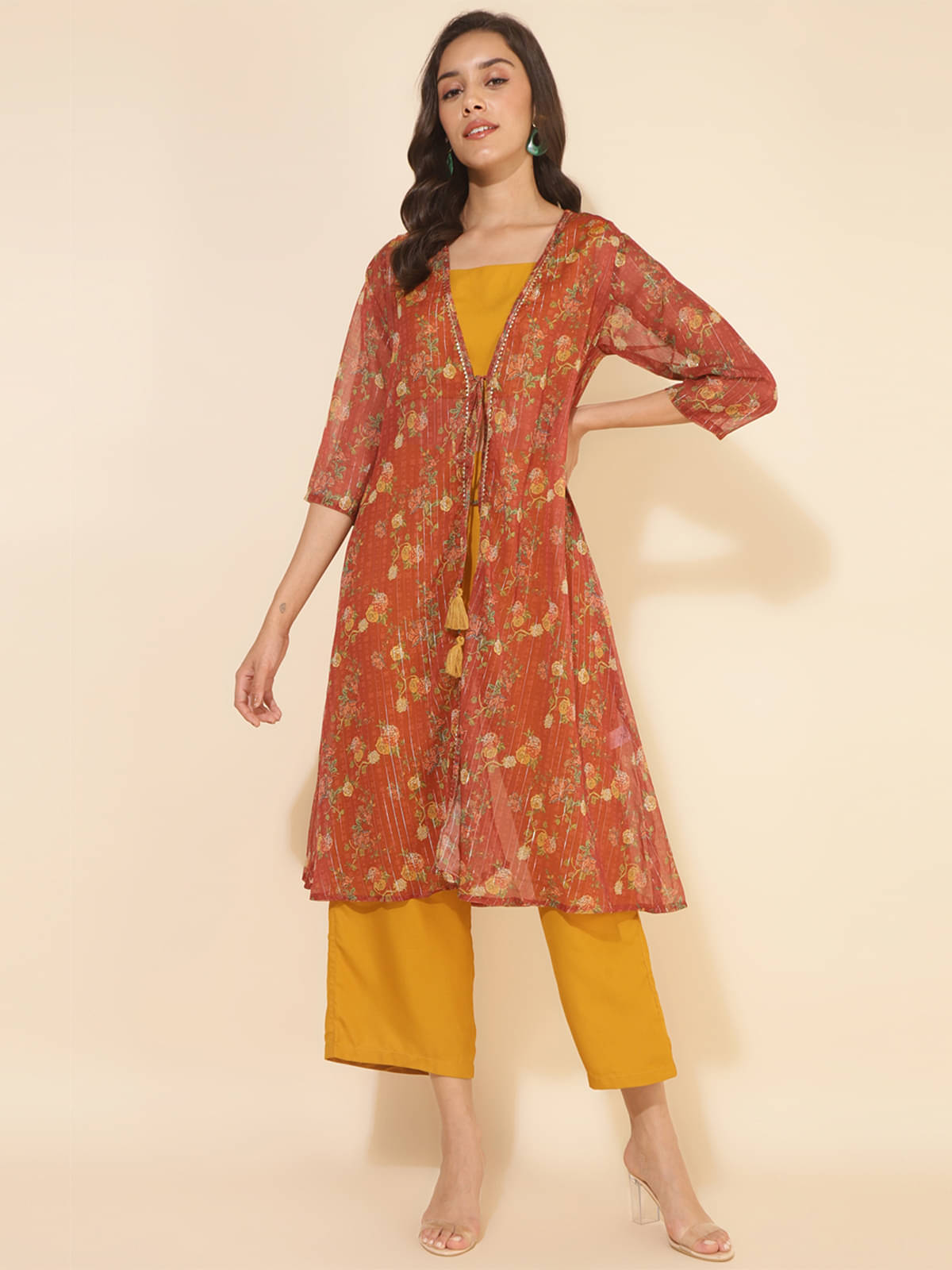 Janasya Women Polyester Solid Straight Kurti With Pants ( Mustard )     			Janasya Women Polyester Solid Straight Kurti With Pants ( Mustard )