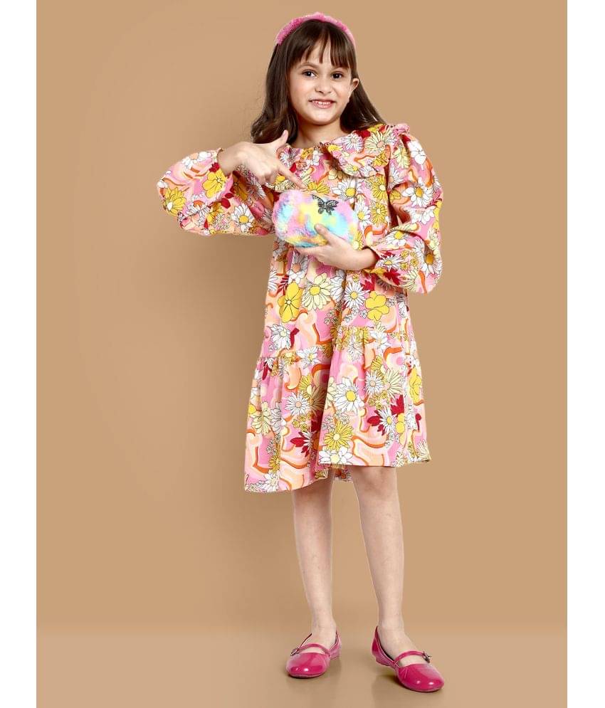 Lazy Shark Polyester Blend Fit And Flare Dress For Girls ( Pack of 1 , Multi ) Lazy Shark Polyester Blend Fit And Flare Dress For Girls ( Pack of 1 , Multi )