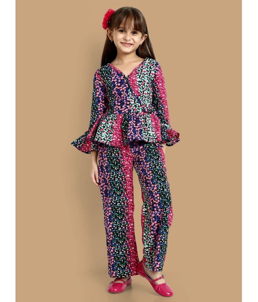     			Lazy Shark Pack of 1 Girls Polyester Top With Palazzo ( Multi )