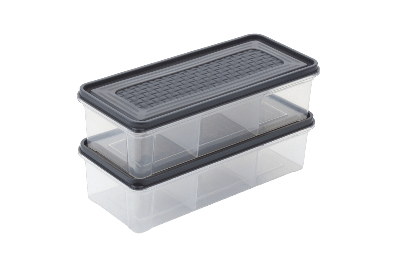     			MAGICSPOON 3 Section Container Plastic Grey Multi-Purpose Container ( Set of 2 )