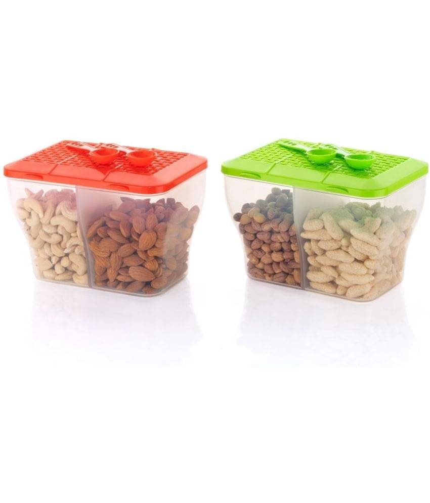     			MAGICSPOON 2 Section Container Plastic Multicolor Multi-Purpose Container ( Set of 2 )