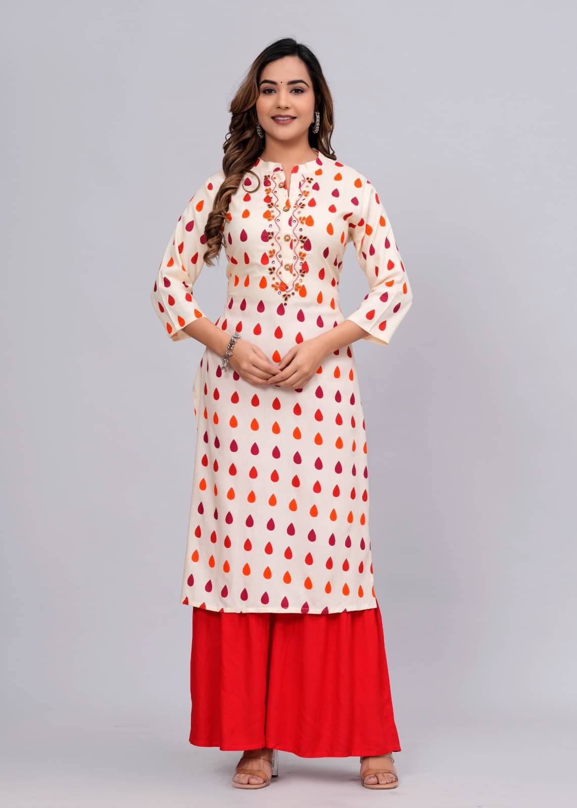 MAUKA Rayon Printed Kurti With Palazzo Women's Stitched Salwar Suit - Beige ( Pack of 1 ) MAUKA Rayon Printed Kurti With Palazzo Women's Stitched Salwar Suit - Beige ( Pack of 1 )