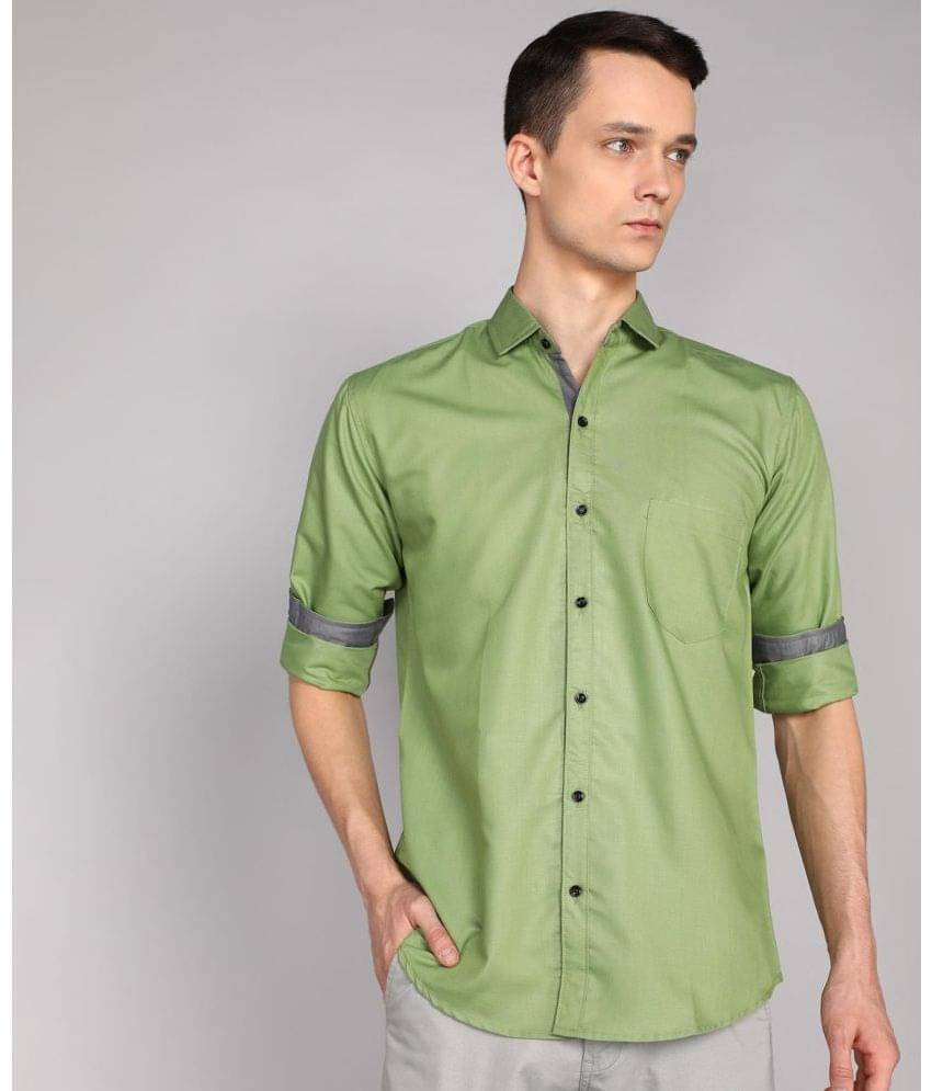 P&V CREATIONS Cotton Blend Regular Fit Solids Rollup Sleeves Men's Casual Shirt - Green ( Pack of 1 ) P&V CREATIONS Cotton Blend Regular Fit Solids Rollup Sleeves Men's Casual Shirt - Green ( Pack of 1 )