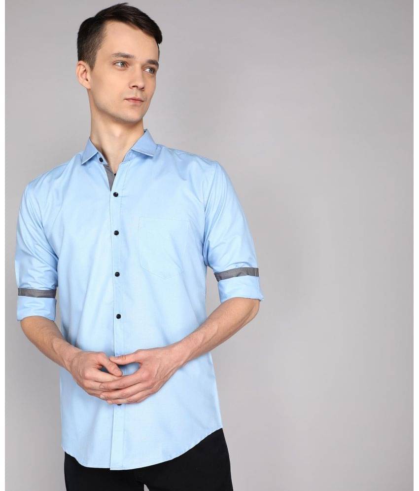     			P&V CREATIONS Cotton Blend Regular Fit Solids Full Sleeves Men's Casual Shirt - Light Blue ( Pack of 1 )