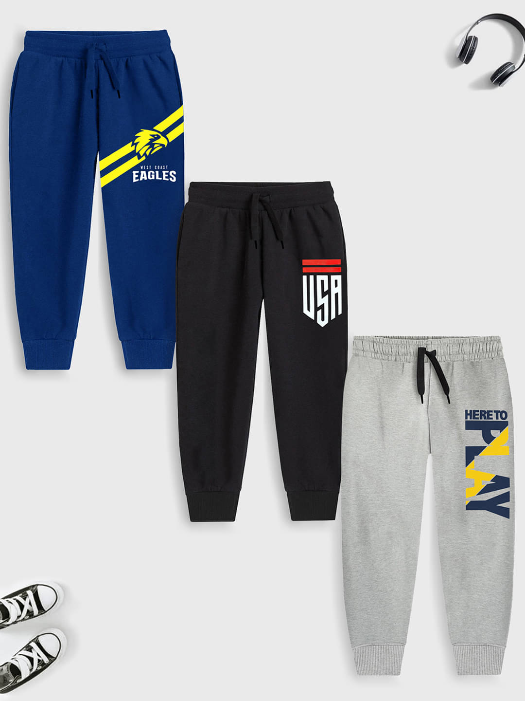     			Trampoline Pack of 3 Boys Cotton Blend Trackpant ( Multicolor 3 )