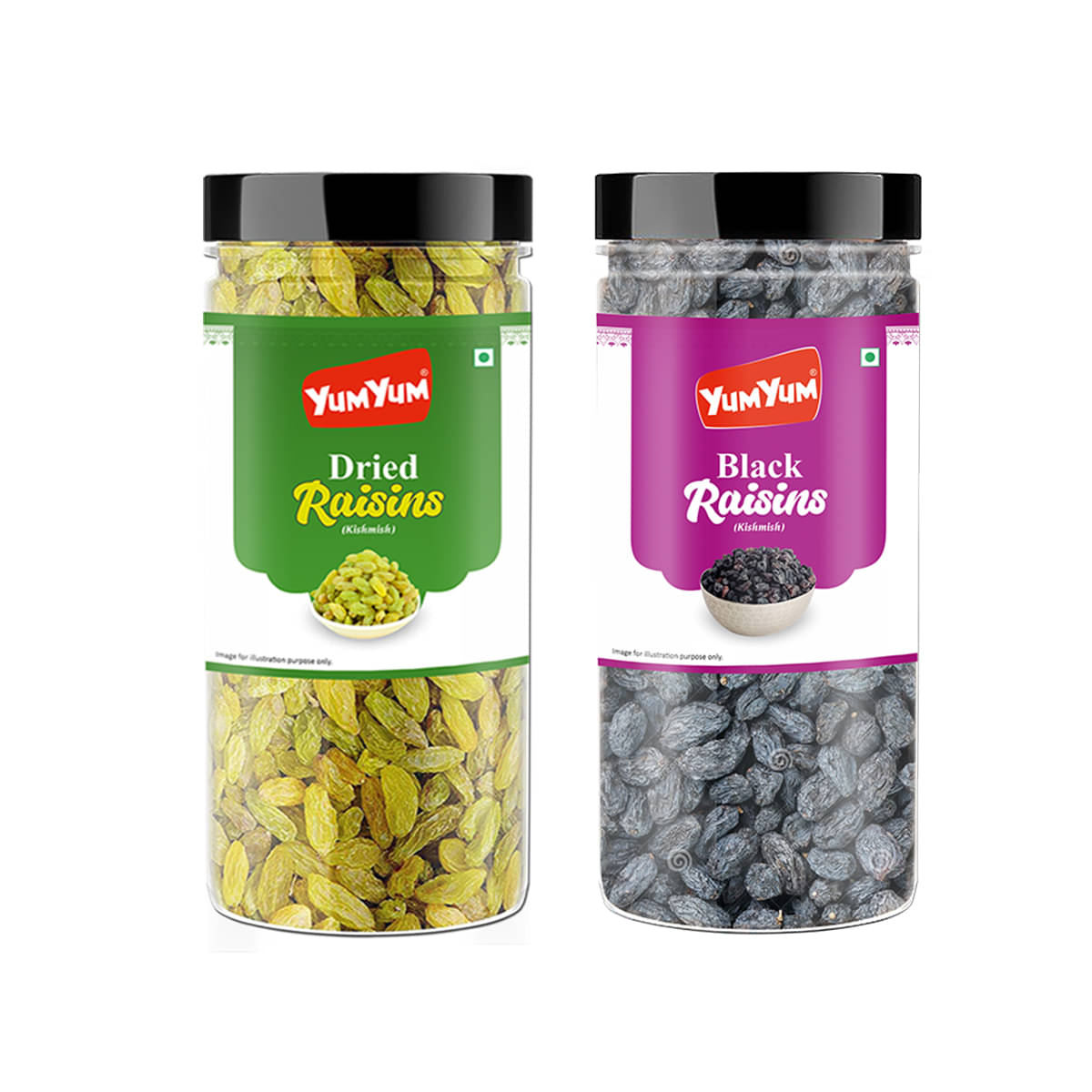     			YUM YUM Dry Fruits combo of Black Raisins & Green Raisins|kishmish 500G - Raisins (2 x 250 g)