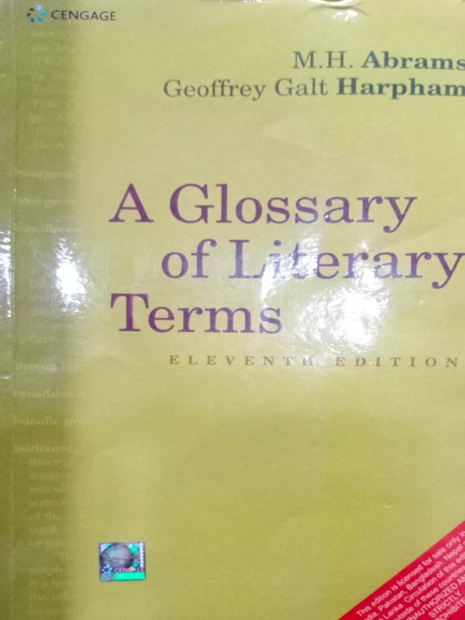     			A Glossary of Literary Terms by M.H. Abrams