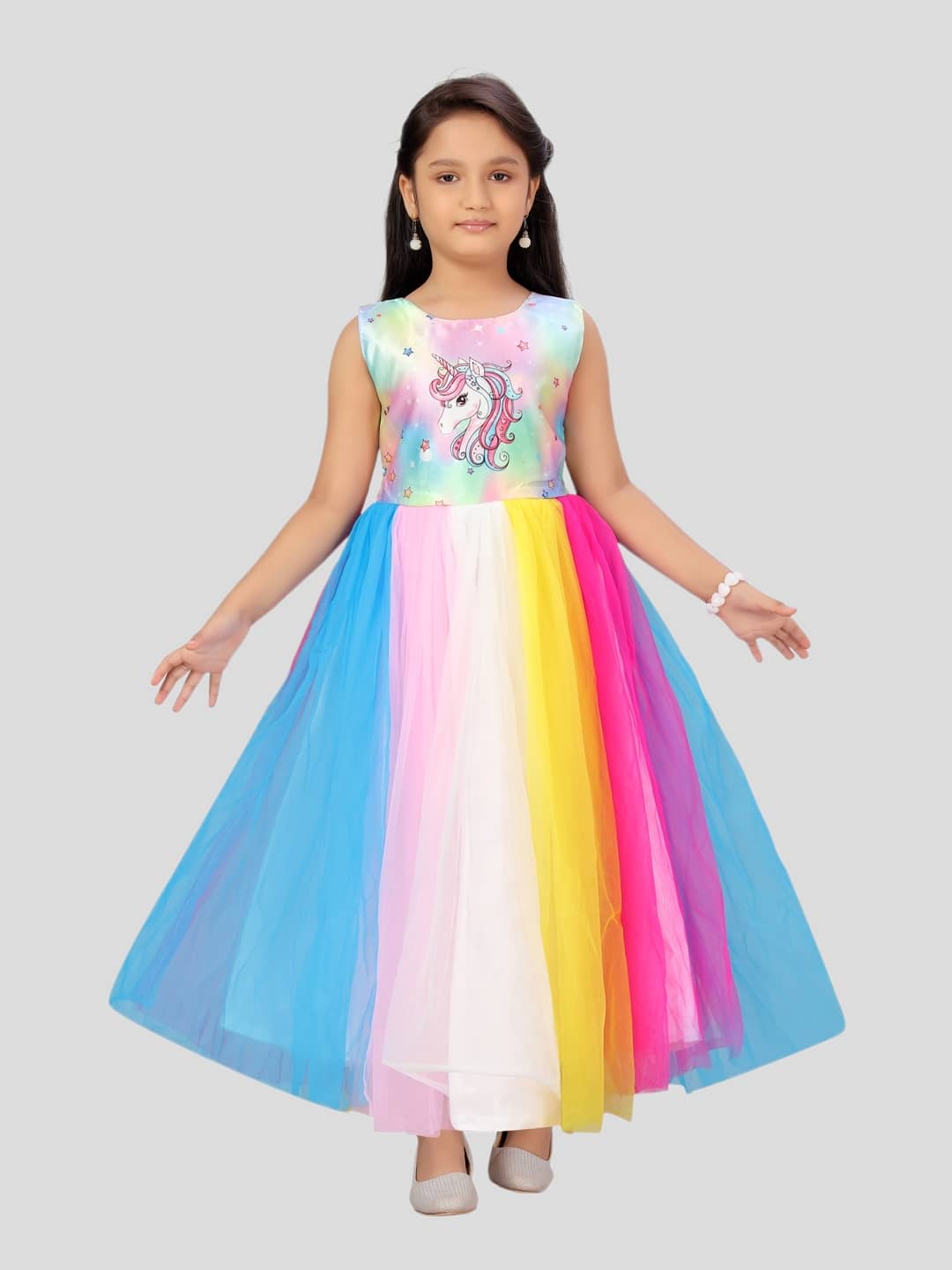 Aarika Net Gown For Girls ( Pack of 1 , Multicolor )