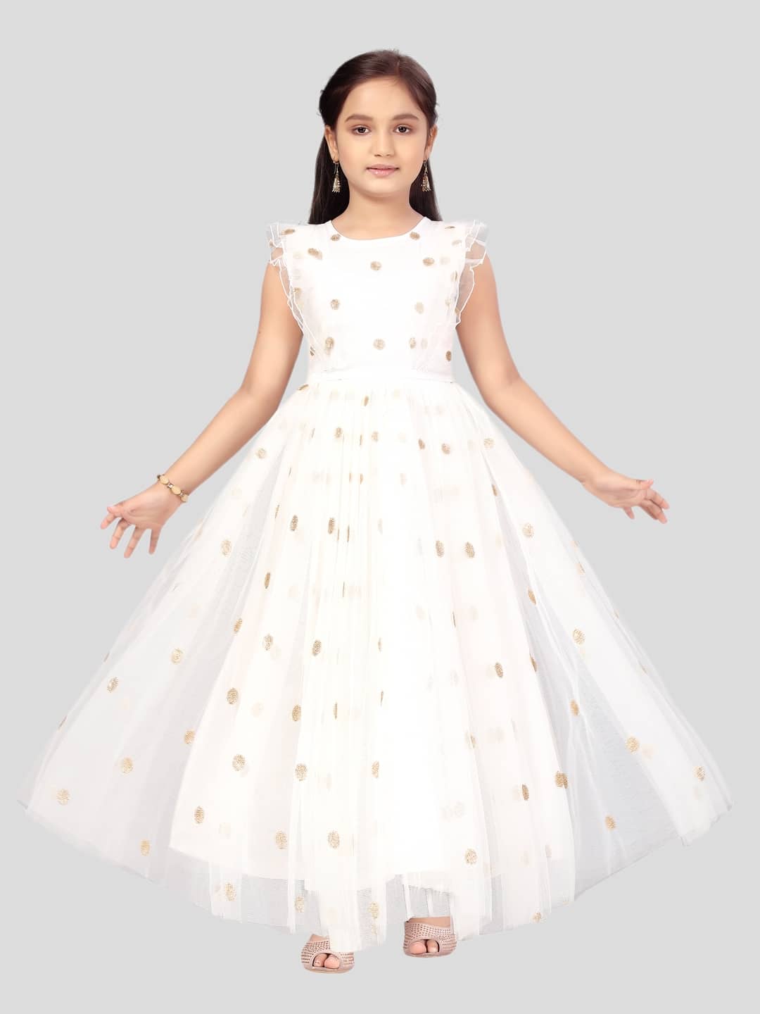 Aarika Net Gown For Girls ( Pack of 1 , White )