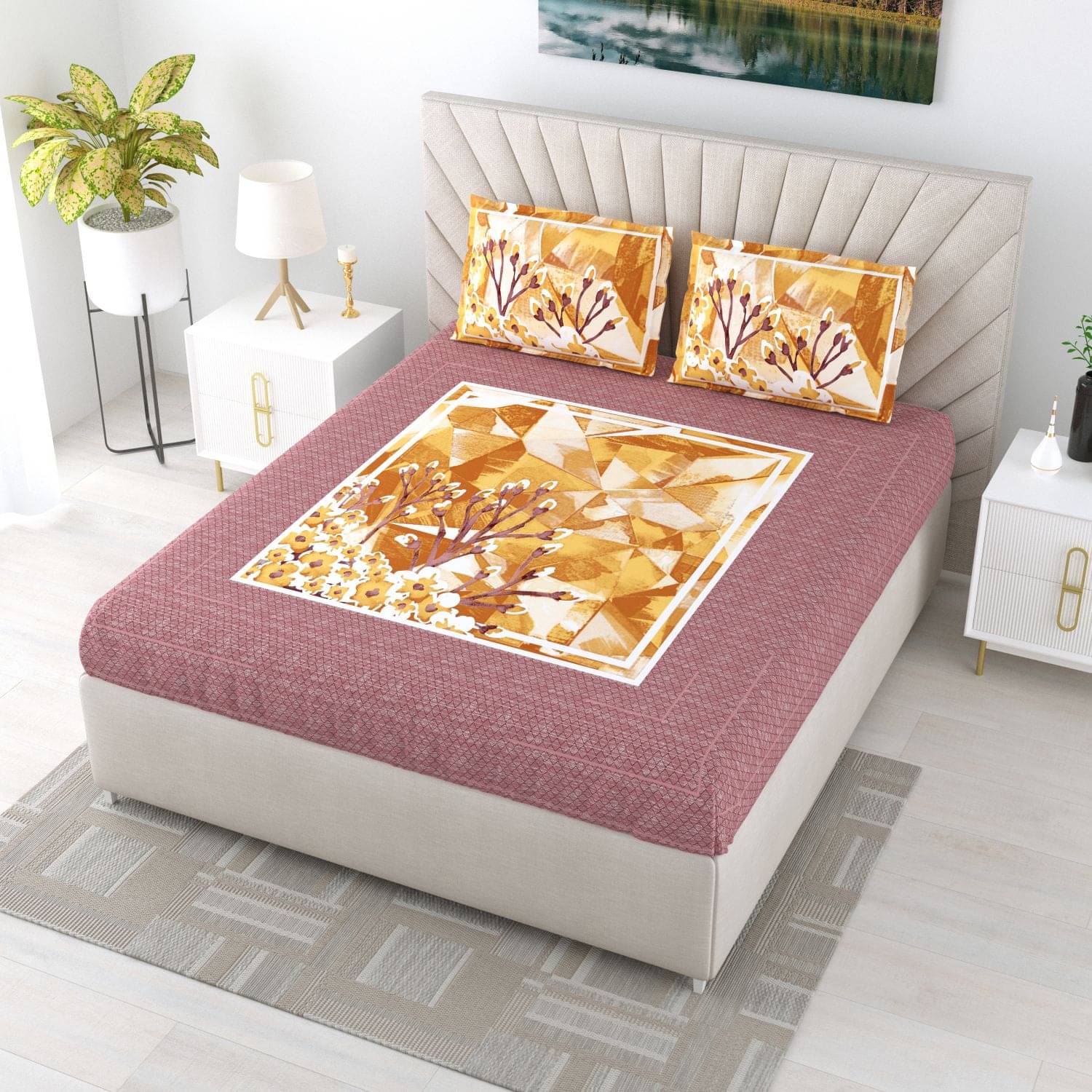 Bombay Spreads Cotton King Size Bedsheet ( Red ) Bombay Spreads Cotton King Size Bedsheet ( Red )
